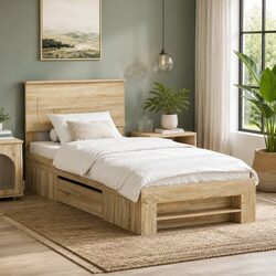 Engineered Wood Bed Frame with Headboard - 90 x 200 cm