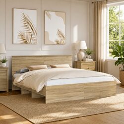 Bed Frame Specifications: 180 x 200 cm, Brown Engineered Wood
