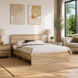 Specifications of Brown Bed Frame 150 x 200 cm with Headboard