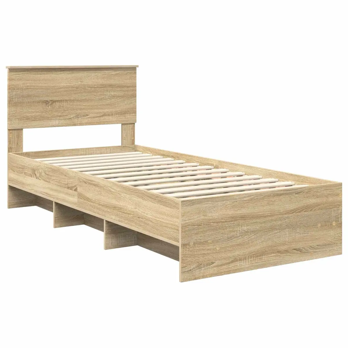 Bed Frame with Headboard for Bedroom Brown 90 x 200 cm Engineered Wood Modern