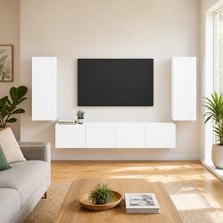 4-Piece Modern White TV Wall Cabinet Set Specifications