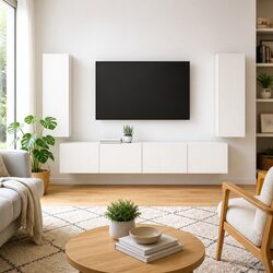 4-Piece White TV Wall Cabinet Set: Specs & Features