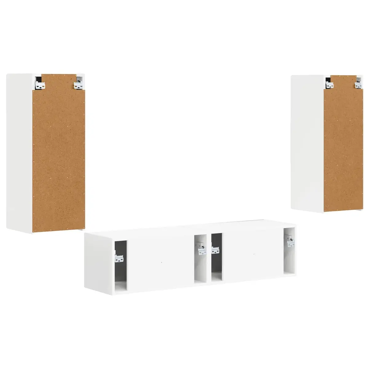 Wall-mounted TV Cabinet Set 2 Pieces White Modern Living Room Storage Unit