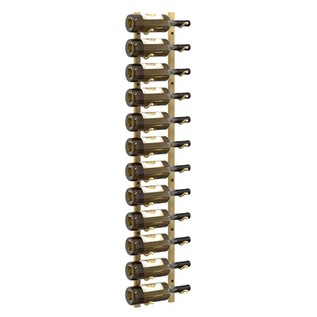 Wall Mounted Wine Rack Gold Iron Kitchen Bar 12 Bottle Storage Holder