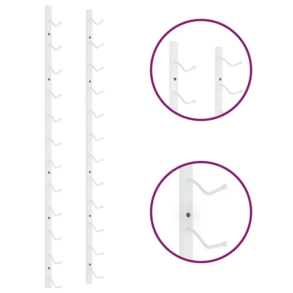 Wall Mounted Wine Rack Kitchen Modern White Iron Set of 2