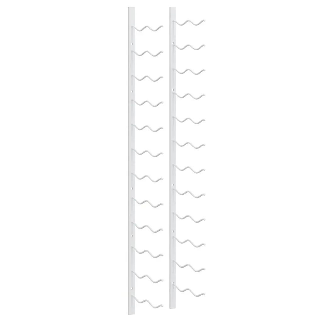 Wall Mounted Wine Rack for 24 Bottles White Iron Storage Organiser Set 2 pcs