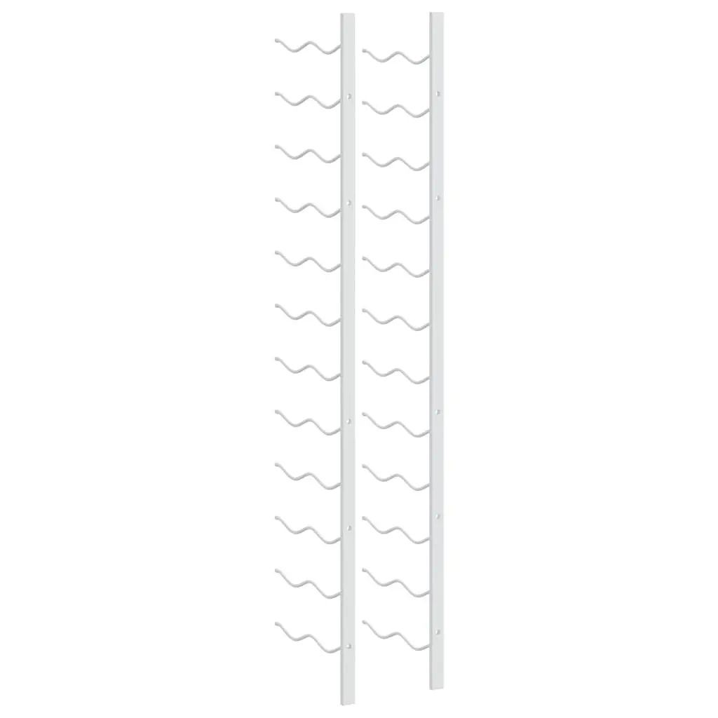 Wall Mounted Wine Rack for 24 Bottles White Iron Storage Organiser Set 2 pcs