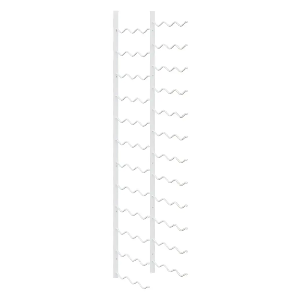 Wall Mounted Wine Rack Set 2 pcs White Iron Storage Organizer 36 Bottles