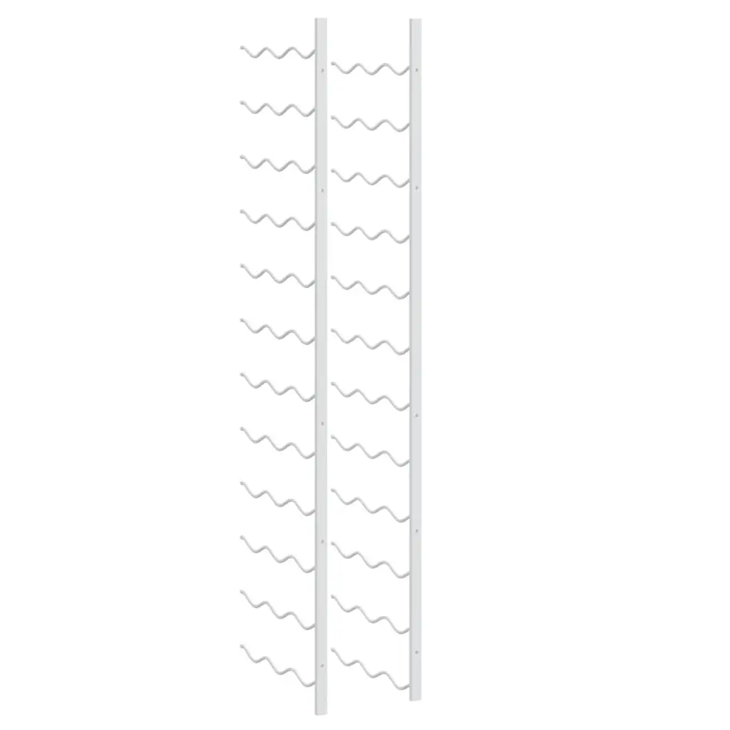 Wall Mounted Wine Rack Set 2 pcs White Iron Storage Organizer 36 Bottles