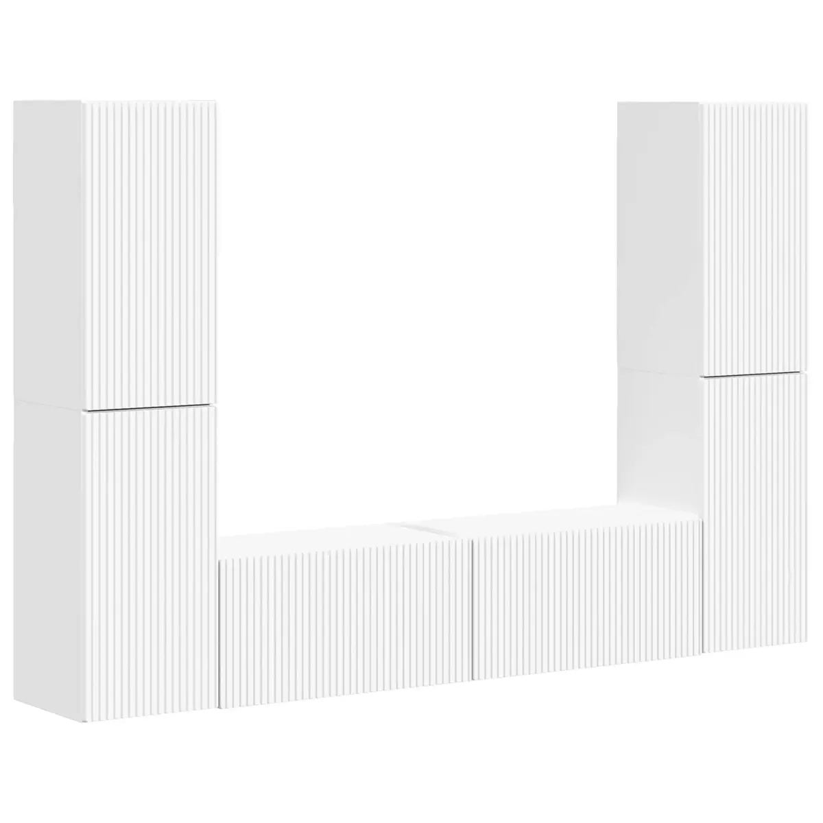 TV Cabinet Set 6 Piece White Entertainment Centre Storage Unit for Living Room