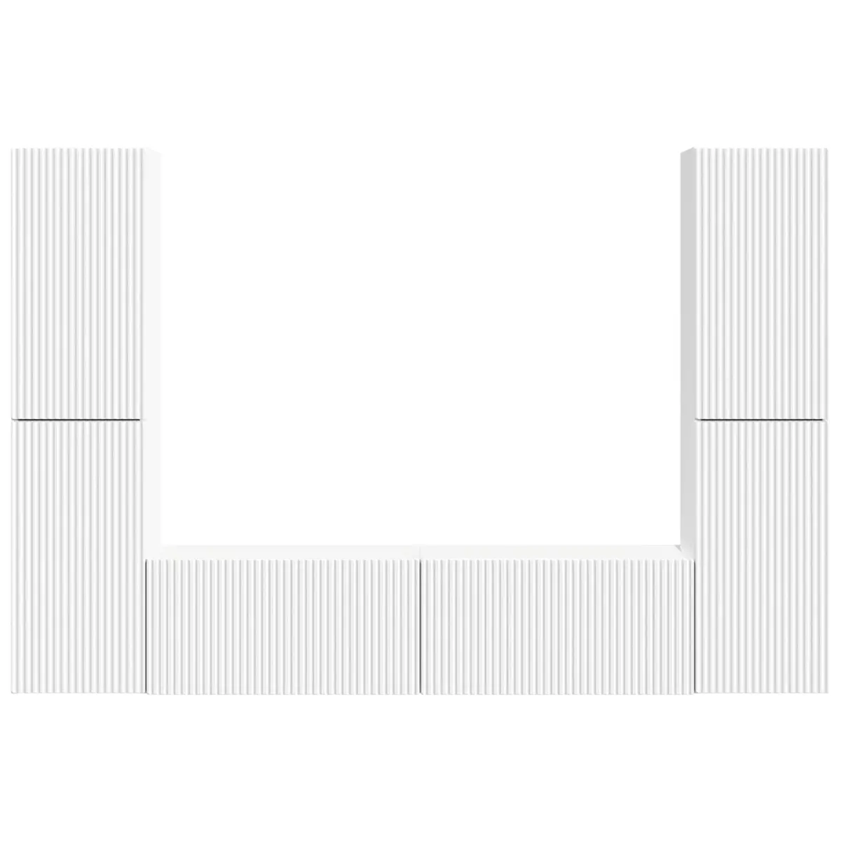 TV Cabinet Set 6 Piece White Entertainment Centre Storage Unit for Living Room