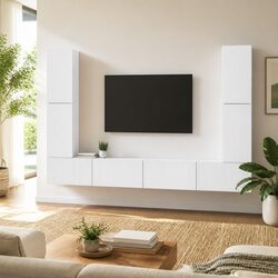 8-Piece White Entertainment Storage Cabinet