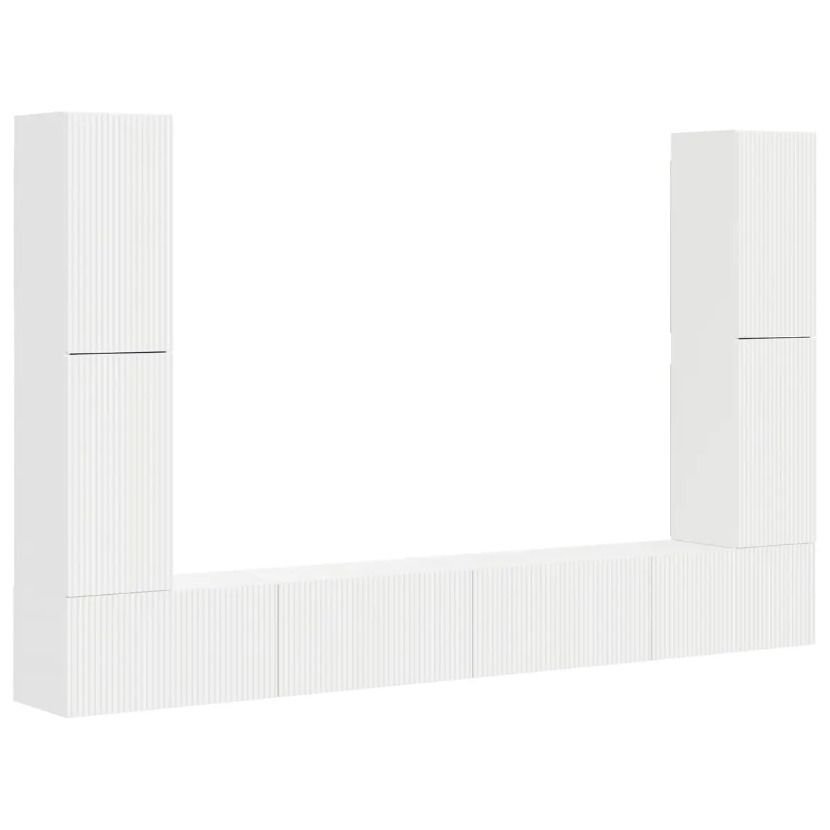 8-Piece White Entertainment Storage Cabinet