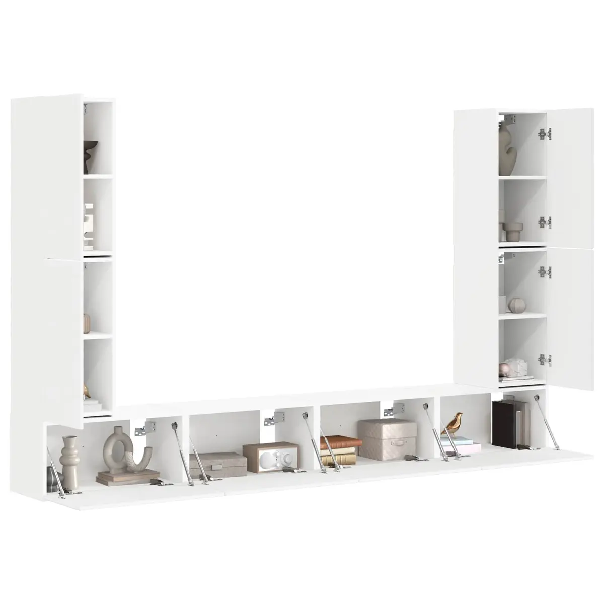 8-Piece White Entertainment Storage Cabinet