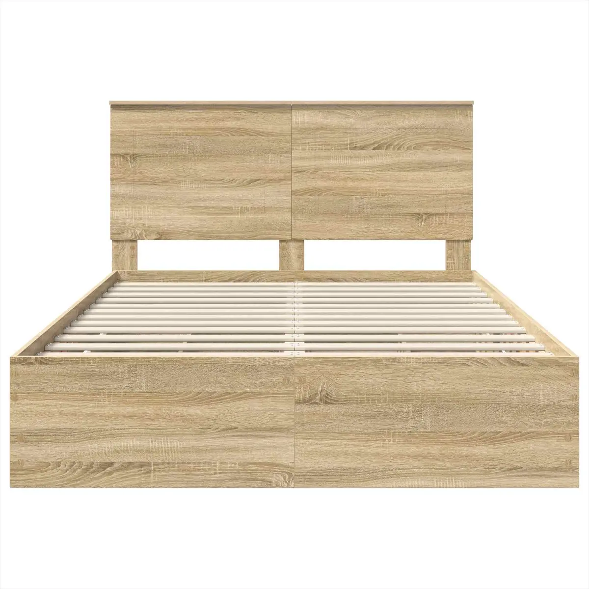 Bed Frame with Storage Drawer Engineered Wood Brown Modern Bedroom Furniture