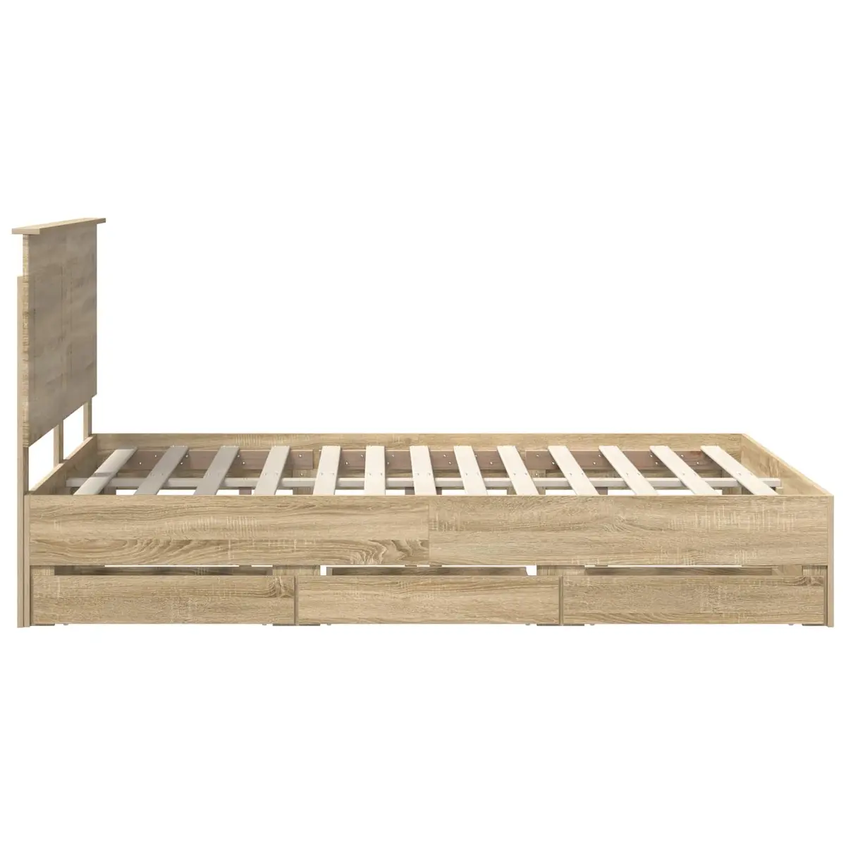 Bed Frame with Storage Drawer Engineered Wood Brown Modern Bedroom Furniture