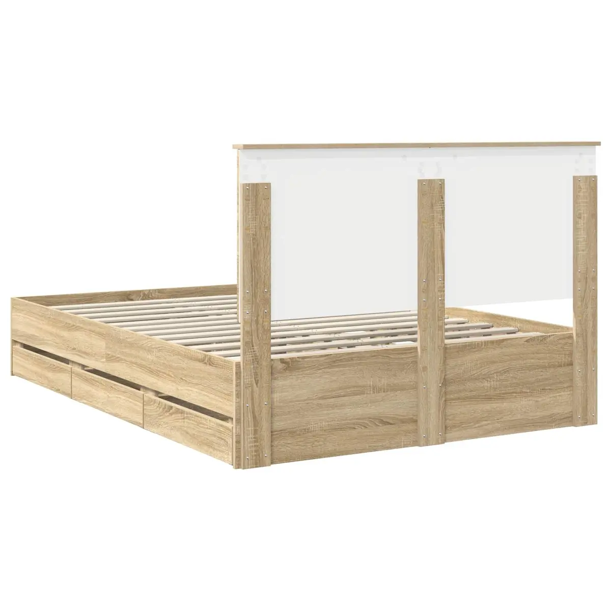 Bed Frame with Storage Drawer Engineered Wood Brown Modern Bedroom Furniture