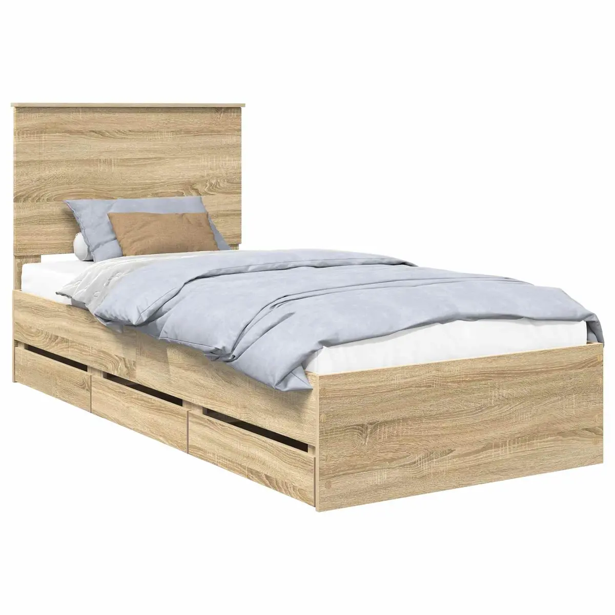 Bed Frame with Storage Drawer Sonoma Oak 90 x 190 cm Engineered Wood Modern