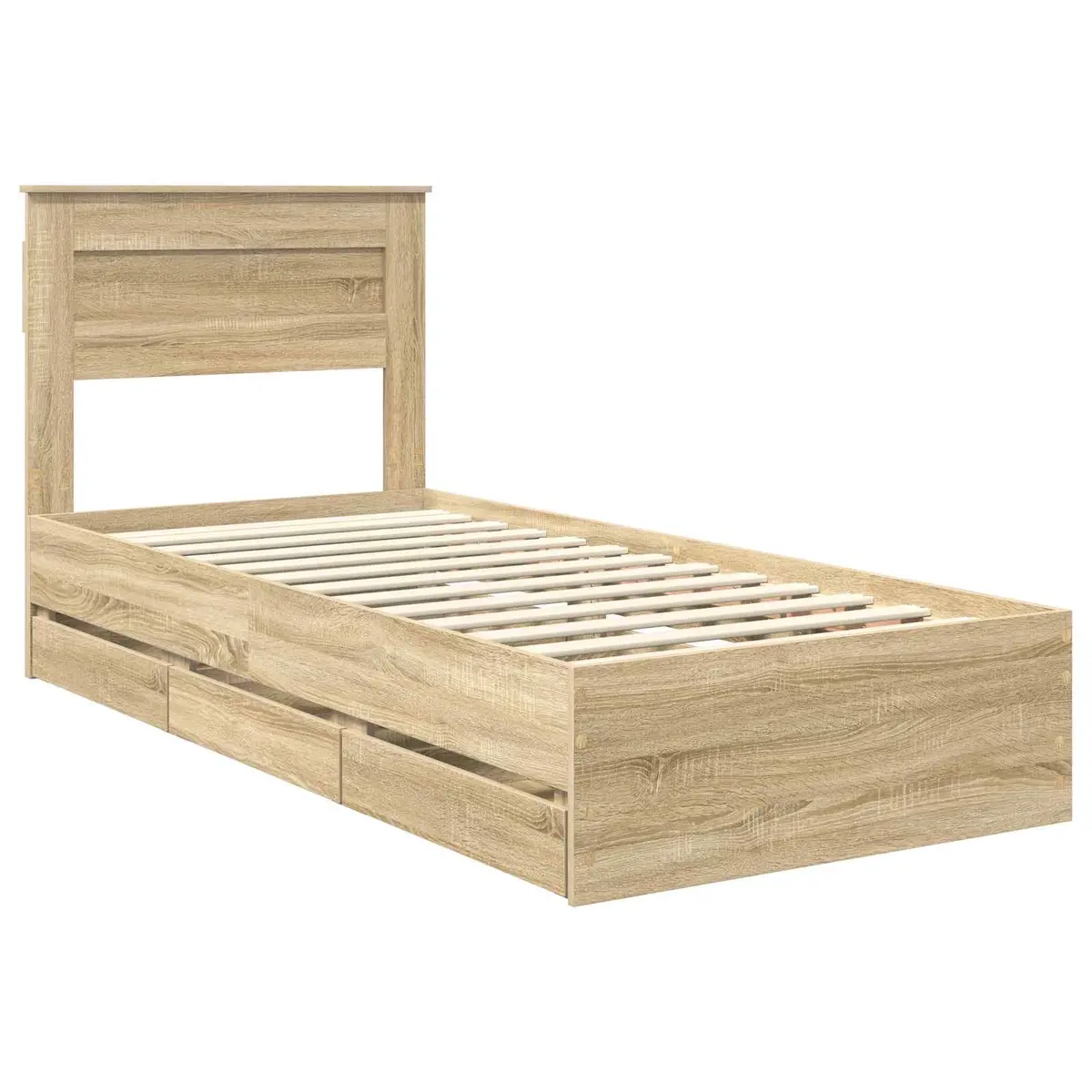 Bed Frame with Storage Drawer for Bedroom 90 x 190 cm Engineered Wood Modern
