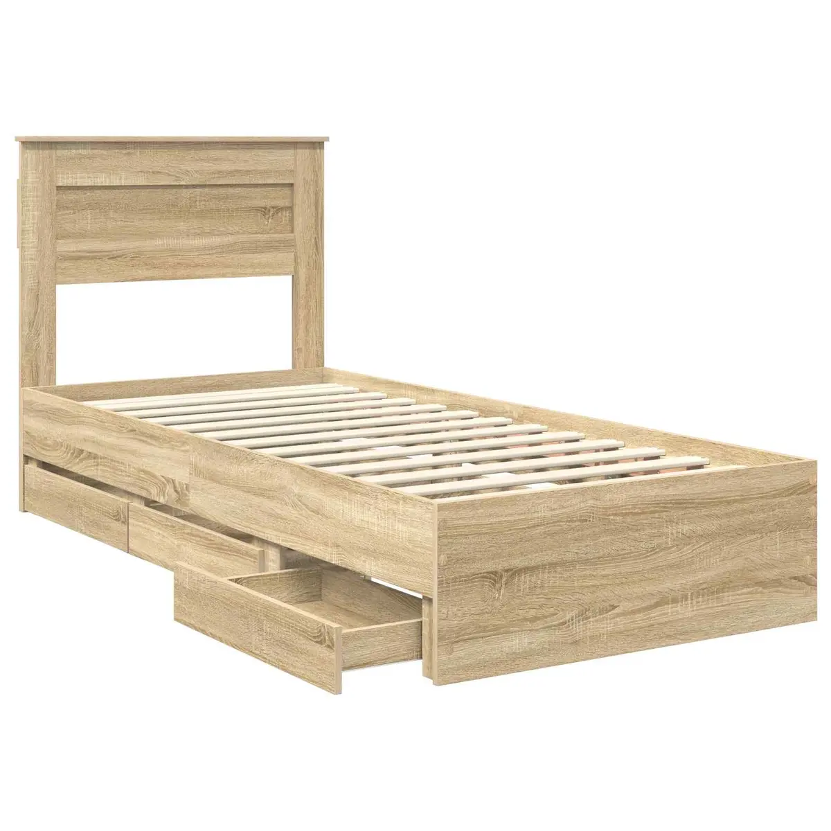 Bed Frame with Storage Drawer for Bedroom 90 x 190 cm Engineered Wood Modern