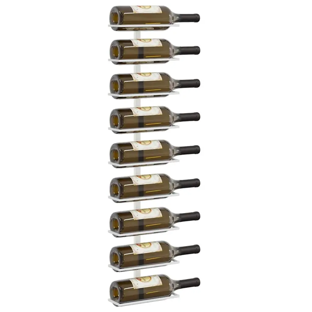 Wall-mounted Wine Rack Kitchen Storage 9 Bottle Holder White Iron