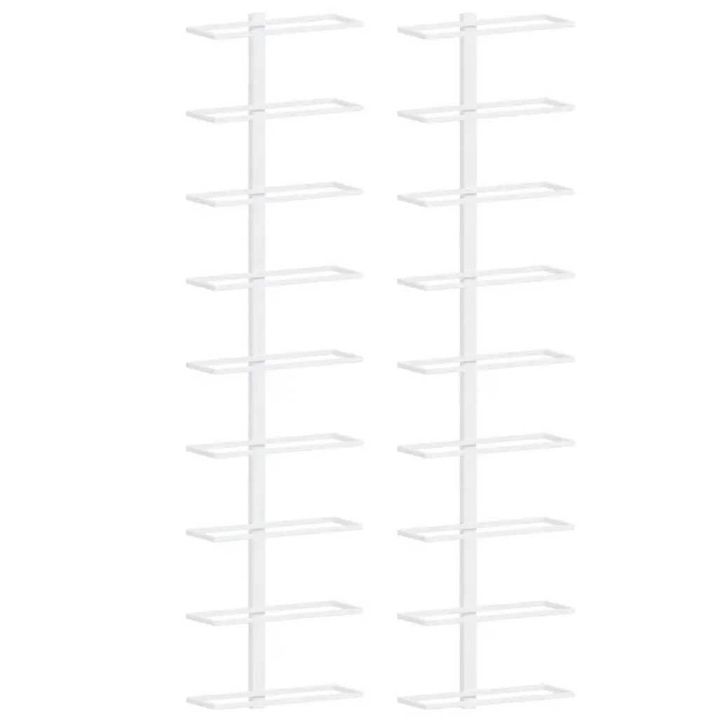 Wall-Mounted Wine Rack Kitchen Organizer 9 Bottle Holder White Iron 2 Piece