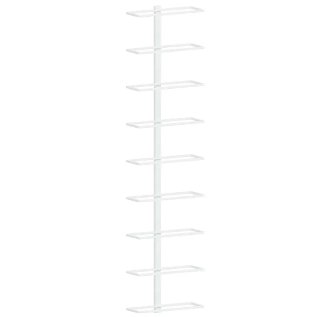 Wall-Mounted Wine Rack Kitchen Organizer 9 Bottle Holder White Iron 2 Piece