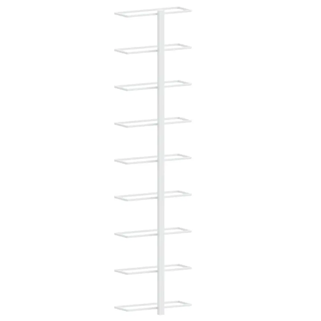 Wall-Mounted Wine Rack Kitchen Organizer 9 Bottle Holder White Iron 2 Piece