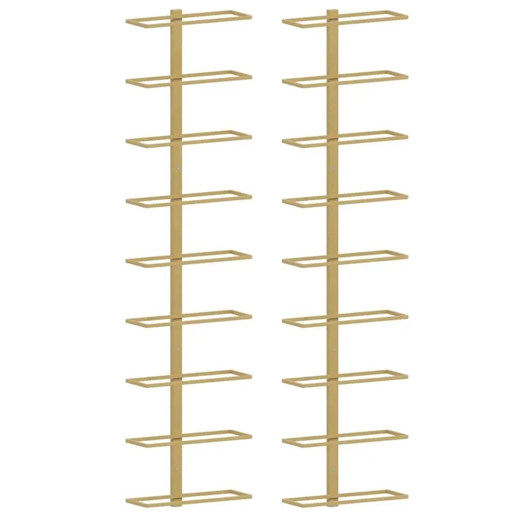 Wall-mounted Wine Rack Kitchen Pantry Bar 9 Bottles Gold Iron Storage Organiser