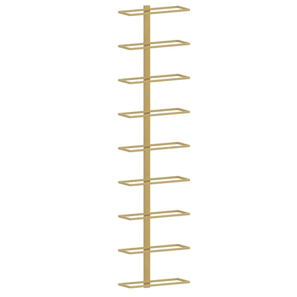 Wall-mounted Wine Rack Kitchen Pantry Bar 9 Bottles Gold Iron Storage Organiser