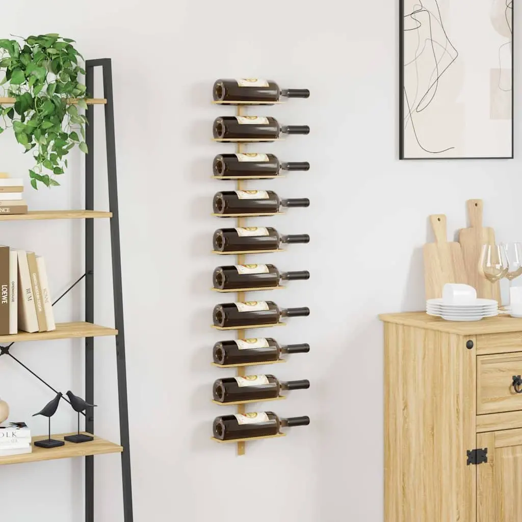 10-Bottle Gold Metal Wall-mounted Wine Rack