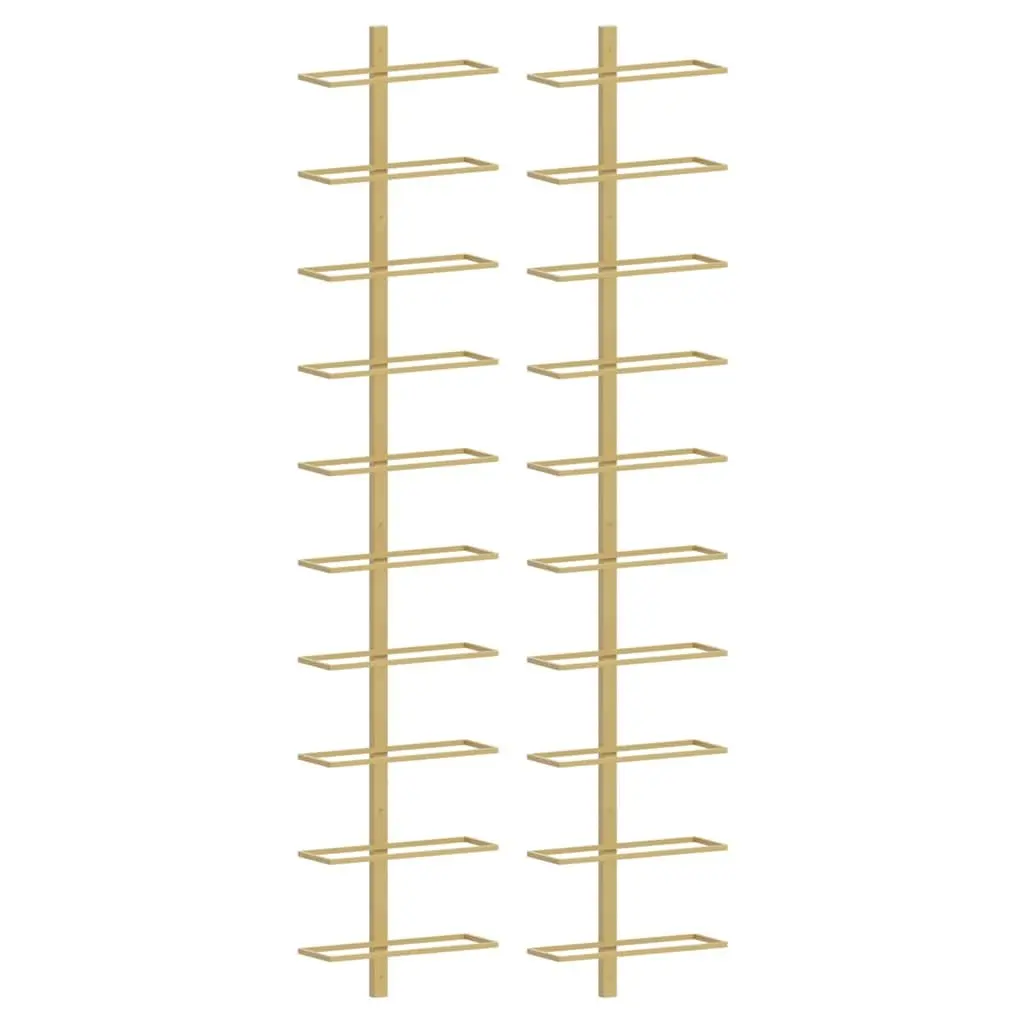 Wall-mounted Wine Rack Kitchen Organizer Gold Metal 10 Bottle Holder 2 Piece