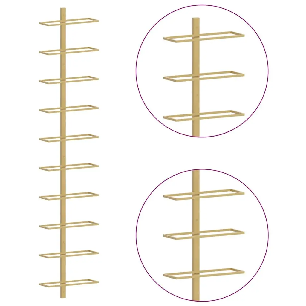 Wall-mounted Wine Rack Kitchen Organizer Gold Metal 10 Bottle Holder 2 Piece