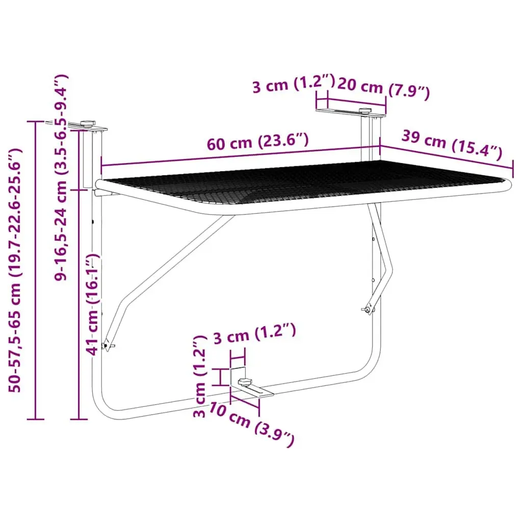 White Foldable Balcony Table
