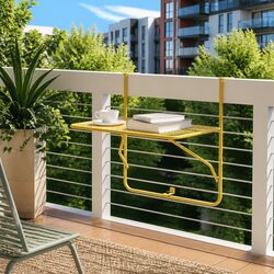 60x40cm Foldable Balcony Table - Gold Steel Construction