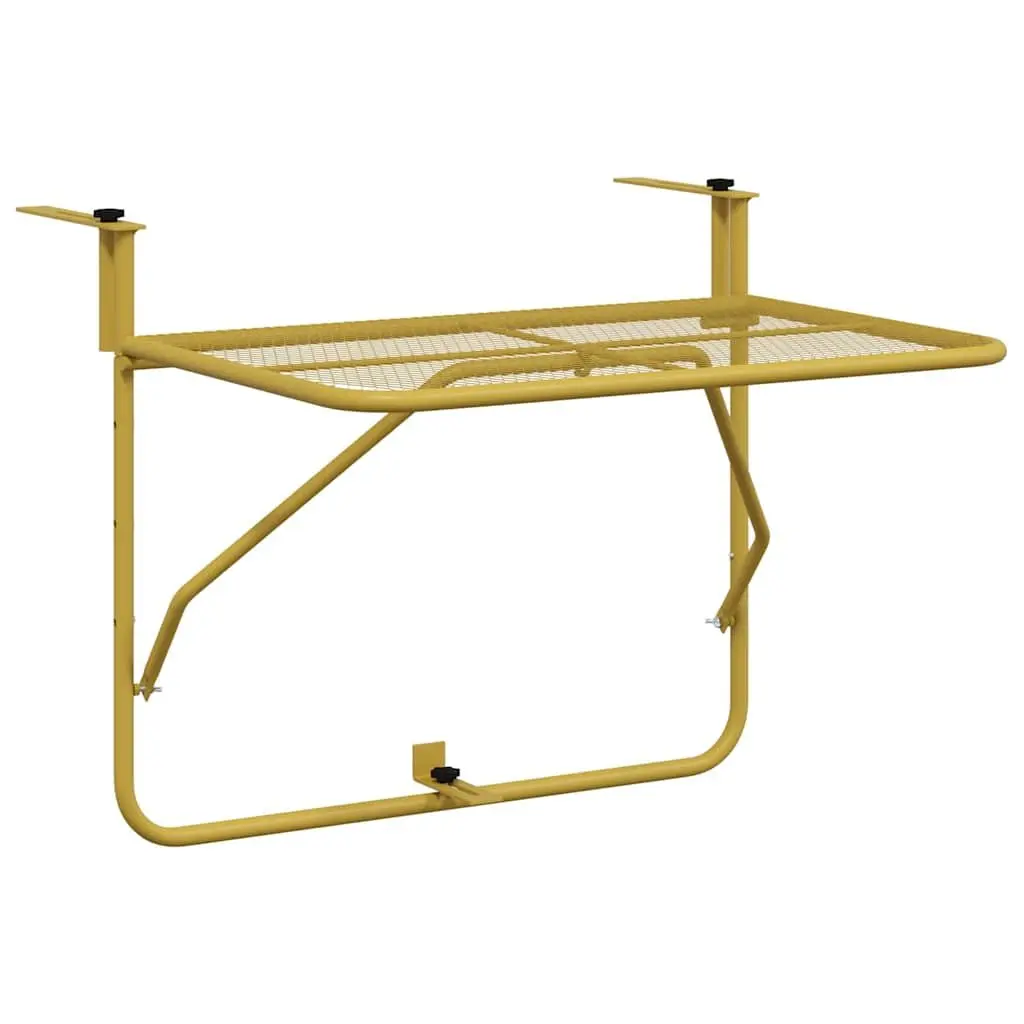 Balcony Table Foldable Outdoor Patio Coffee Side Table 60x40cm Gold Steel