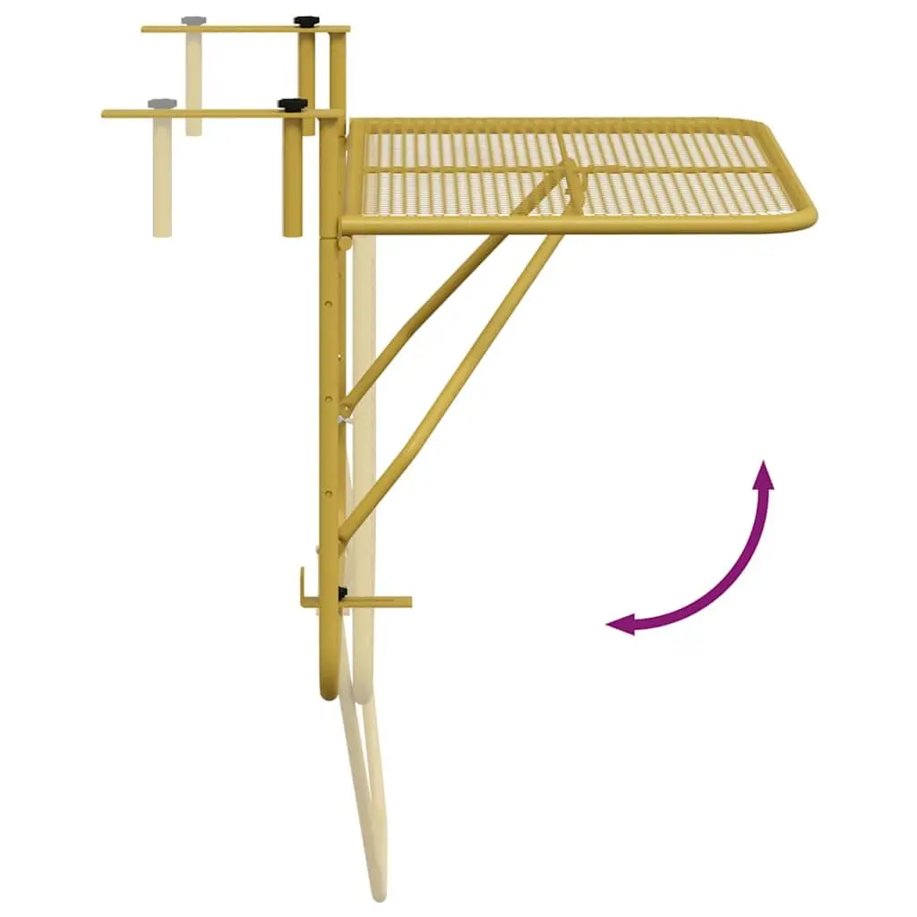 Balcony Table Foldable Outdoor Patio Coffee Side Table 60x40cm Gold Steel