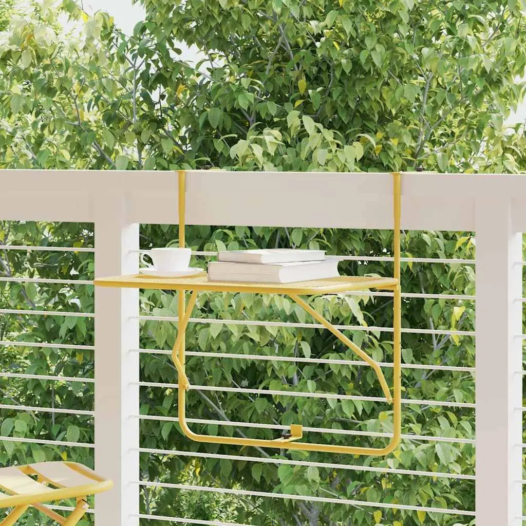Balcony Table Foldable Outdoor Patio Coffee Side Table 60x40cm Gold Steel