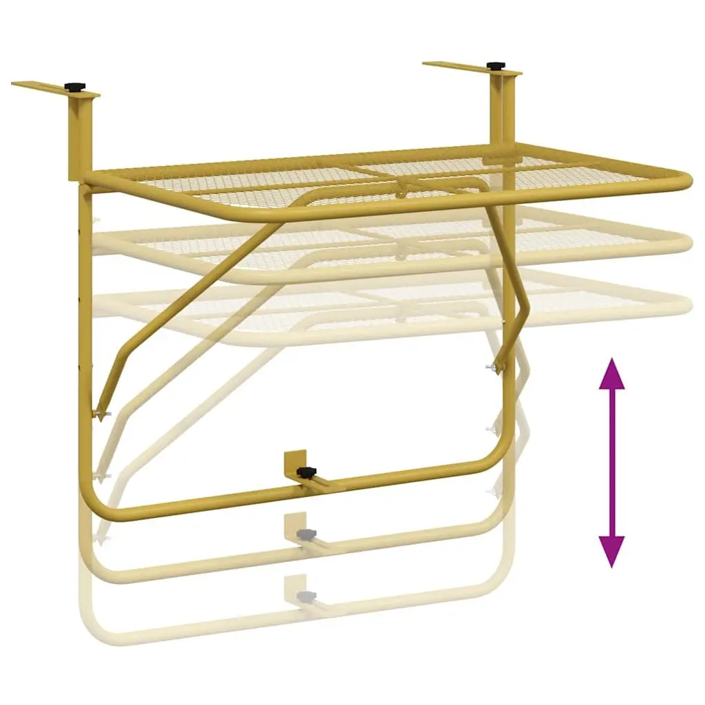 Balcony Table Foldable Outdoor Patio Coffee Side Table 60x40cm Gold Steel