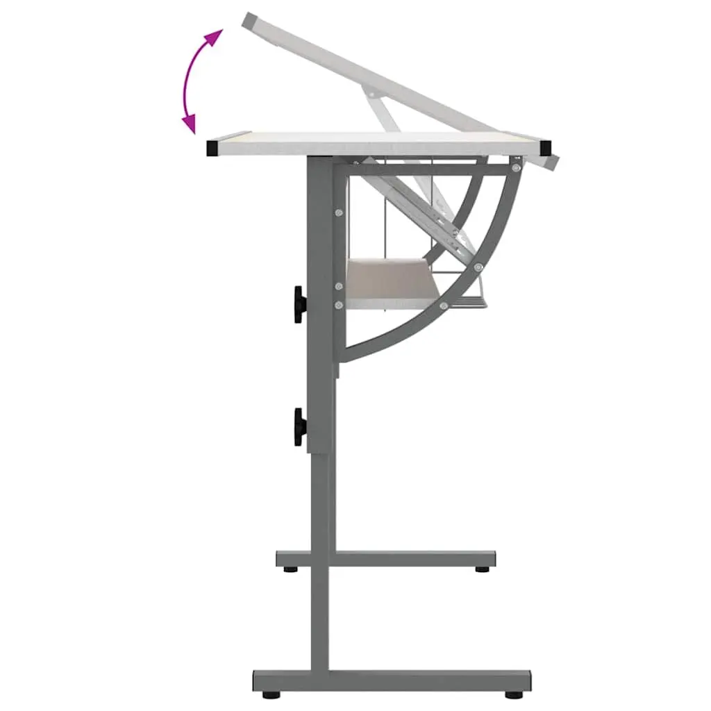 Craft Desk White Grey 110x53x(58-87)cm Adjustable Drawing Table Home Office