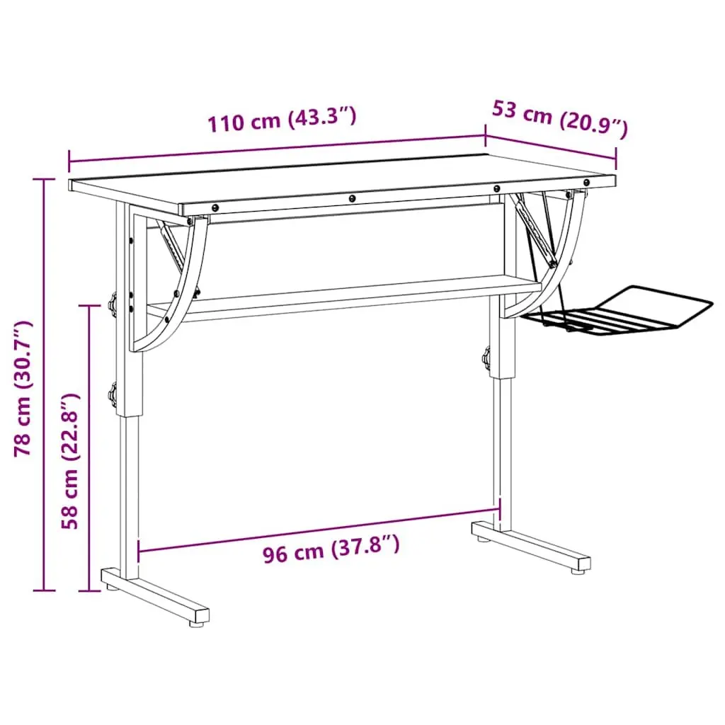 Craft Desk Adjustable Angle Tilt Desktop with Shelf Magazine Rack Home Office