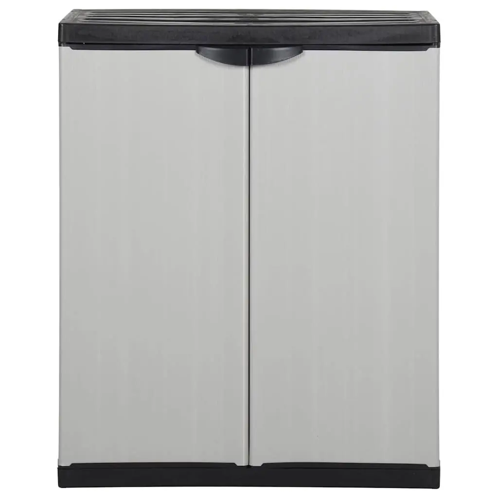 Garden Storage Cabinet Grey with 1 Shelf Outdoor Patio Deck Lockable Organiser