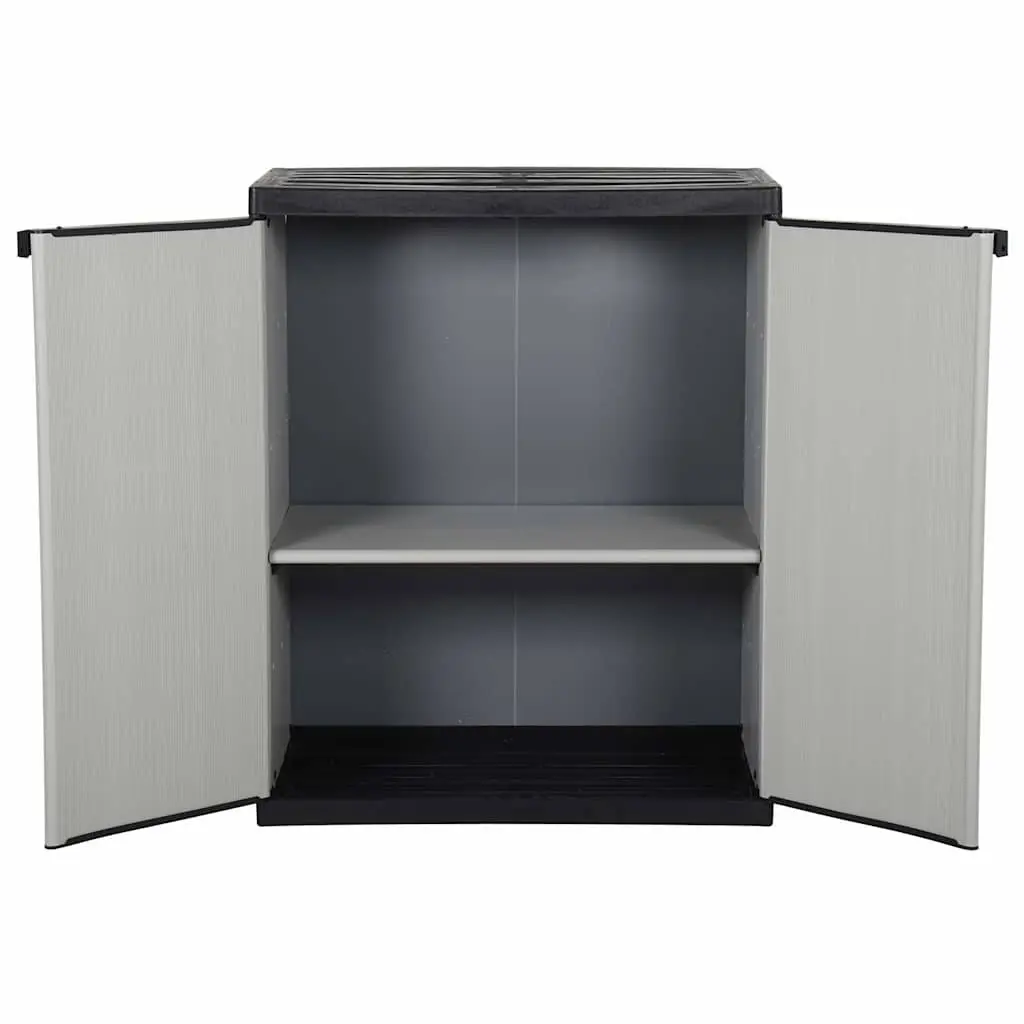 Garden Storage Cabinet Grey with 1 Shelf Outdoor Patio Deck Lockable Organiser