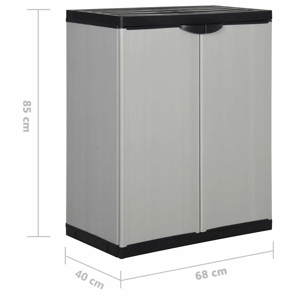 Garden Storage Cabinet Grey with 1 Shelf Outdoor Patio Deck Lockable Organiser