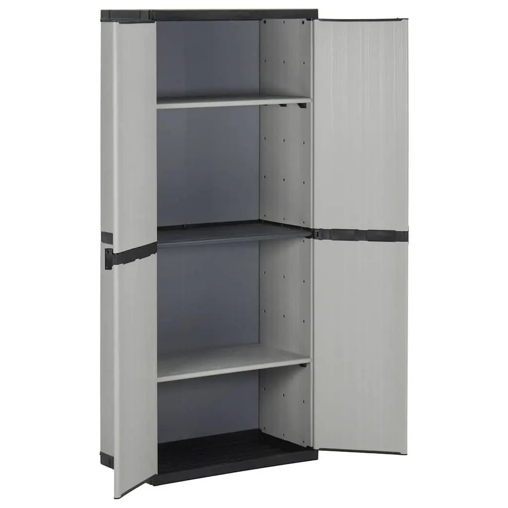Garden Storage Cabinet Outdoor Patio Balcony 3 Shelf Grey Black