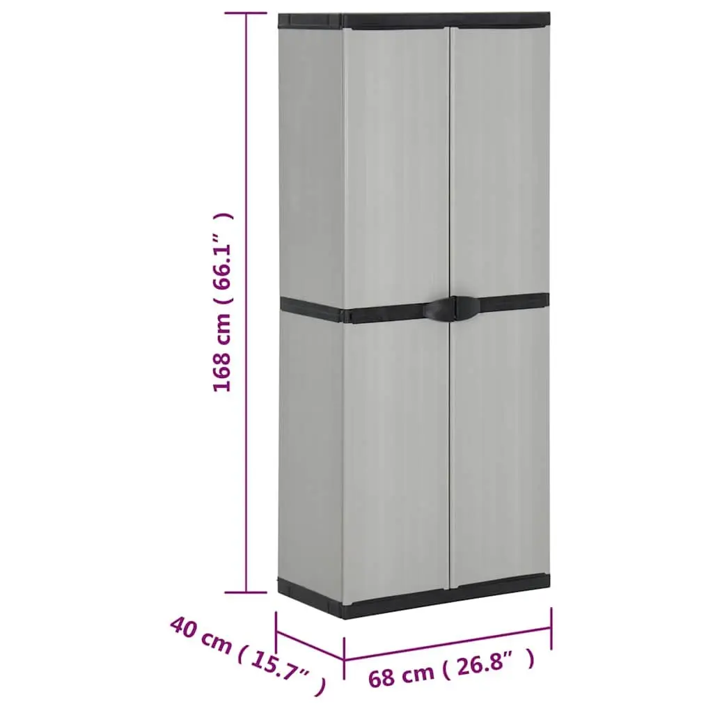 Garden Storage Cabinet Outdoor Patio Balcony 3 Shelf Grey Black