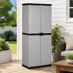 Grey Garden Storage Cabinet: 68 x 40 x 168 cm, 3 Shelves