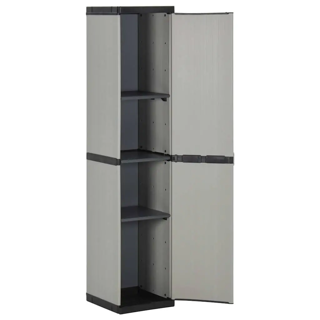 Garden Storage Cabinet Outdoor Patio Balcony 3 Shelves Grey Black