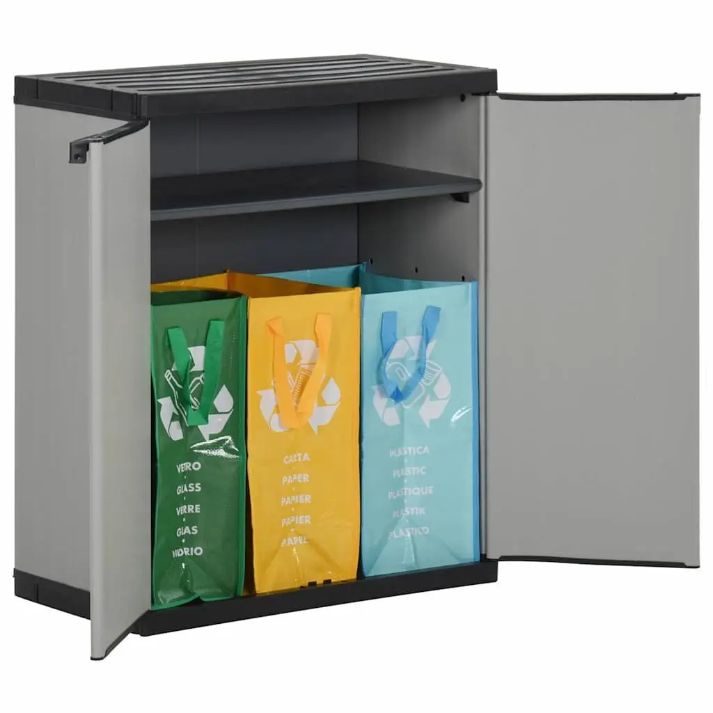 Garden Waste Cabinet Grey Black Outdoor Rubbish Bin Storage Organiser