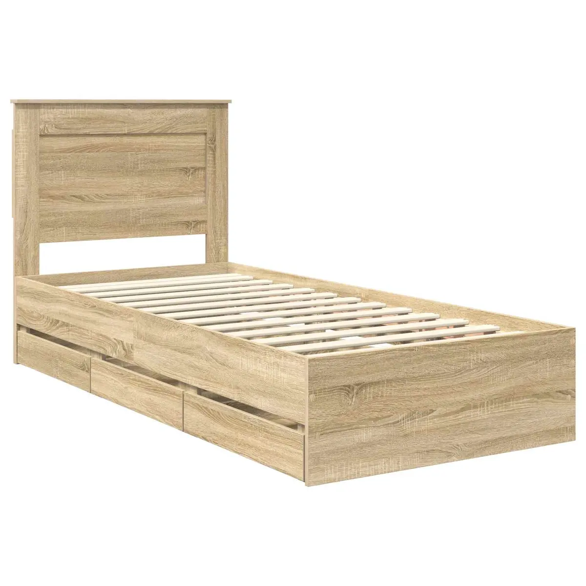 Engineered Wood Bed Frame with Storage Drawer 90 x 190 cm